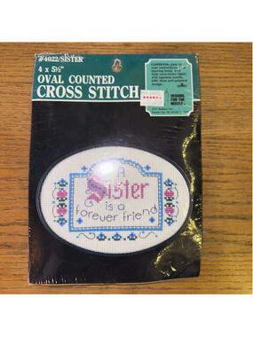 NOS Vintage Designs For The Needle Oval Counted Cross Stitch Kit#4022 Sister